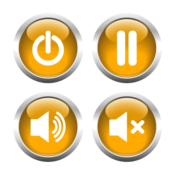 Set of buttons for web, audio, power, pause. — Stock Vector