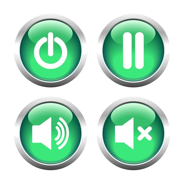 Jeu de boutons pour web, audio, alimentation, pause . — Image vectorielle