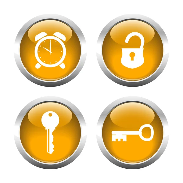 Set of buttons for web, keys, padlock, watch. — Stock Vector