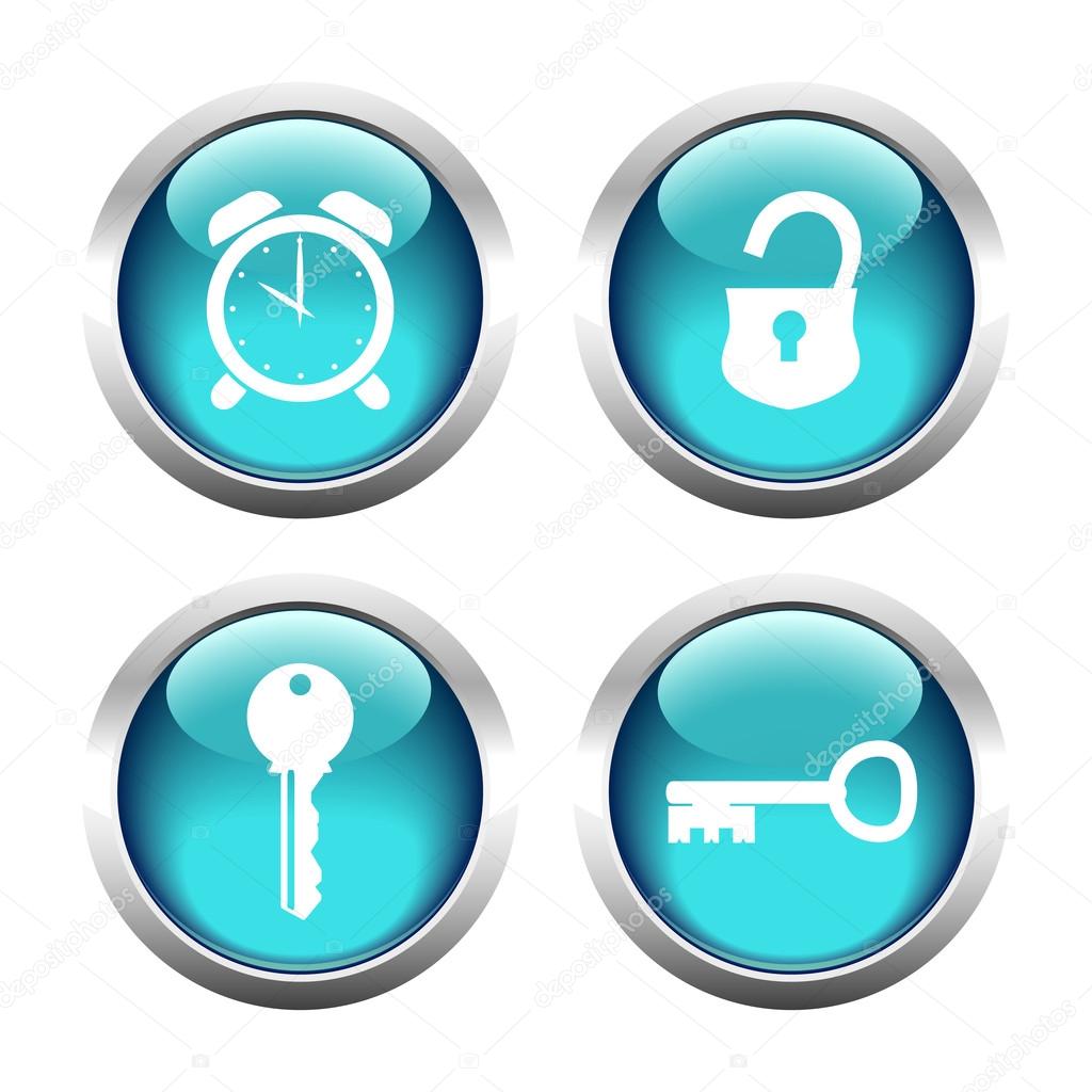 Set of buttons for web, rklyuchi, padlock, watch.