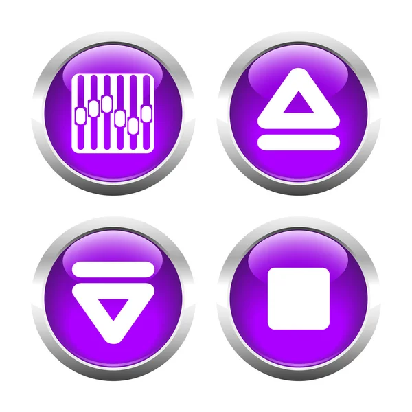 Set of buttons for web, arrow, equalizer, eject. — Stock Vector