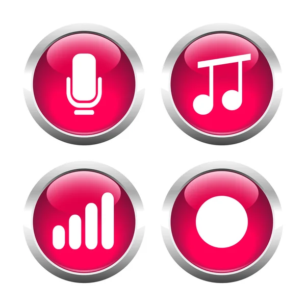 Set of buttons for web, microphone, music, record the sound level. — Stock Vector