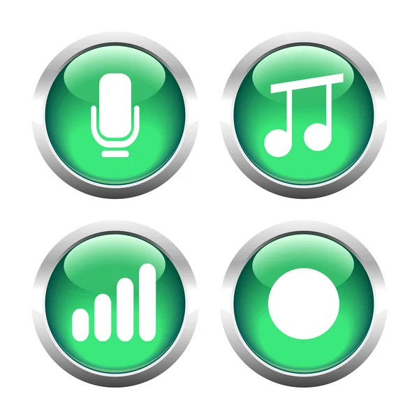 Set of buttons for web, microphone, music, record the sound level. — Stock Vector