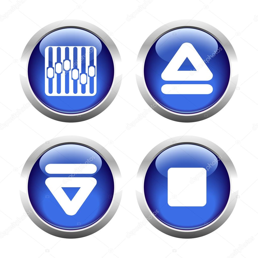 Set of buttons for web, arrow, equalizer, eject.