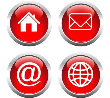 Web, ev, e-posta, zarf, küre düğme kümesi.