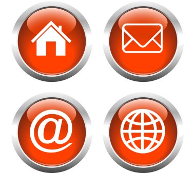 Web, ev, e-posta, zarf, küre düğme kümesi.