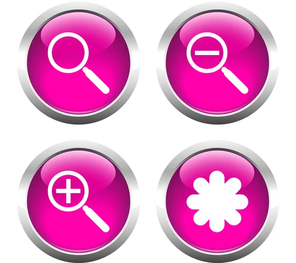 Set of buttons for web, magnifier, asterisk. — Stock Vector