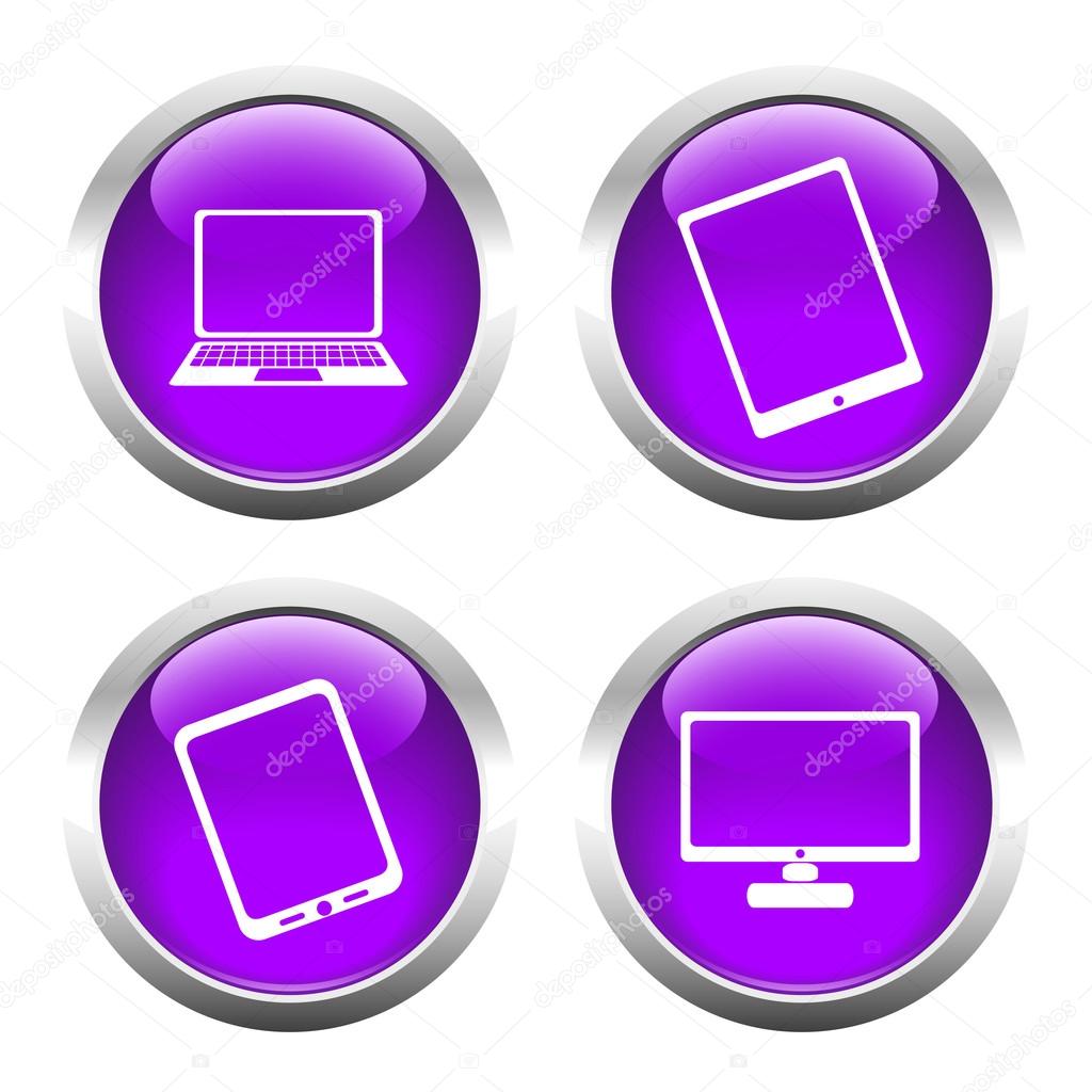 Set of buttons for web, laptop, smartphone, tablet, monitor.
