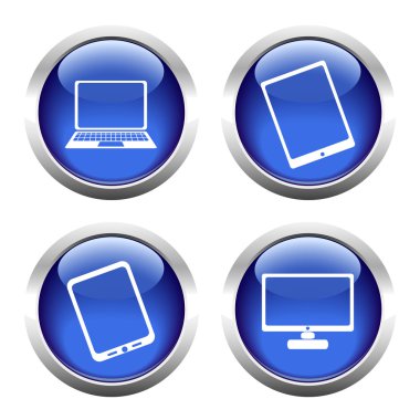 Web, dizüstü bilgisayar, akıllı telefon, tablet, monitör için düğme kümesi.