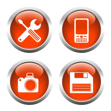 Web, tornavida, İngiliz anahtarı, telefon, kamera, flop için düğme kümesi