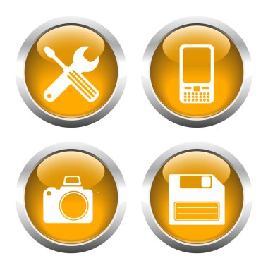 Web, tornavida, İngiliz anahtarı, telefon, kamera, flop için düğme kümesi