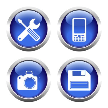 Web, tornavida, İngiliz anahtarı, telefon, kamera, flop için düğme kümesi