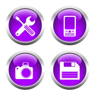 Web, tornavida, İngiliz anahtarı, telefon, kamera, flop için düğme kümesi