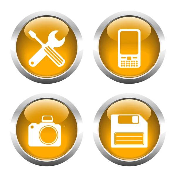 Web, tornavida, İngiliz anahtarı, telefon, kamera, flop için düğme kümesi