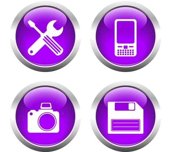 Web, tornavida, İngiliz anahtarı, telefon, kamera, flop için düğme kümesi