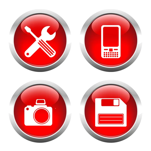 Web, tornavida, İngiliz anahtarı, telefon, kamera, flop için düğme kümesi