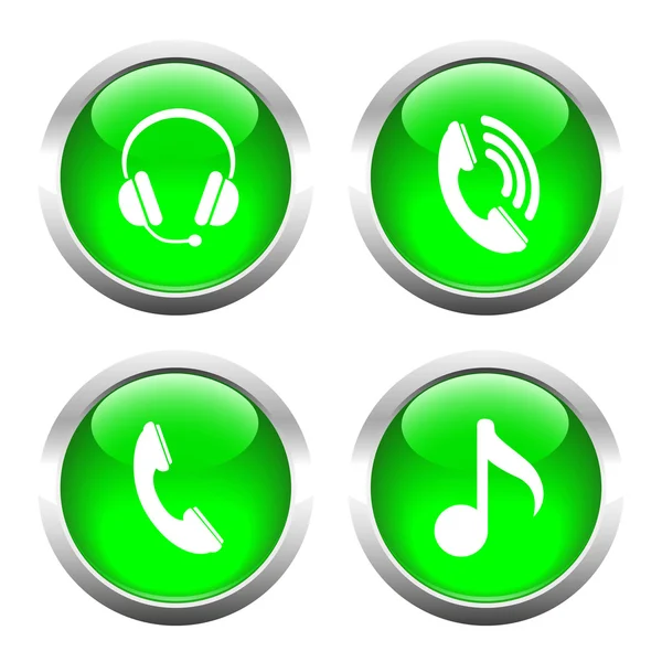 Set of buttons for web, phone, headphones, music. — Stock Vector