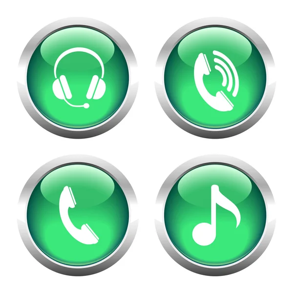 Set of buttons for web, phone, headphones, music. — Stock Vector