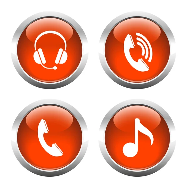 Set of buttons for web, phone, headphones, music. — Stock Vector