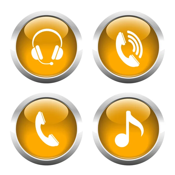 Set of buttons for web, phone, headphones, music. — Stock Vector