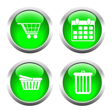 Web, sepeti, alışveriş, takvim, garbag için renkli düğme kümesi