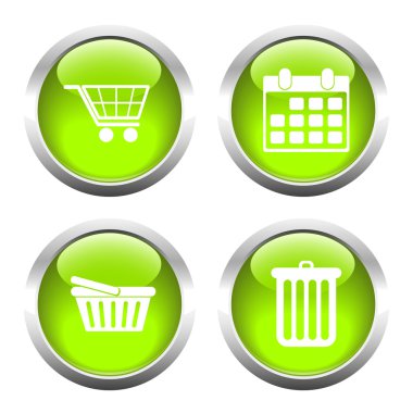 Web, sepeti, alışveriş, takvim, garbag için renkli düğme kümesi
