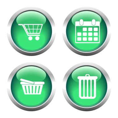 Web, sepeti, alışveriş, takvim, garbag için renkli düğme kümesi