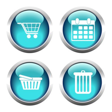 Web, sepeti, alışveriş, takvim, garbag için renkli düğme kümesi