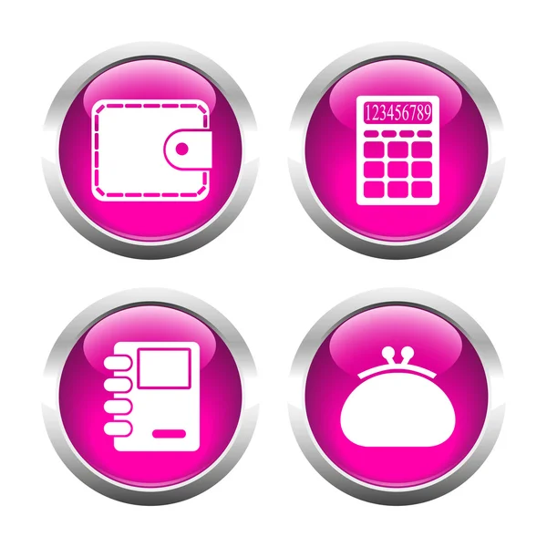 Set of colored buttons for web, wallet, purse, notebook, calcula — Stock Vector