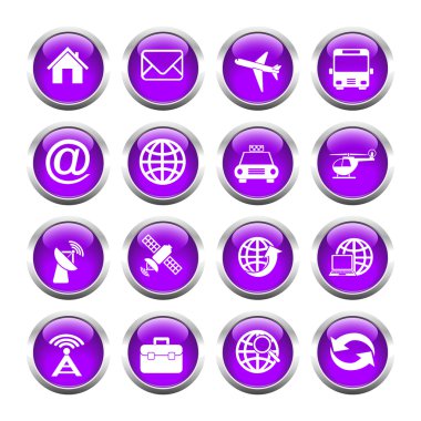 Web, Küre, posta, ulaşım, ev düğme kümesi.