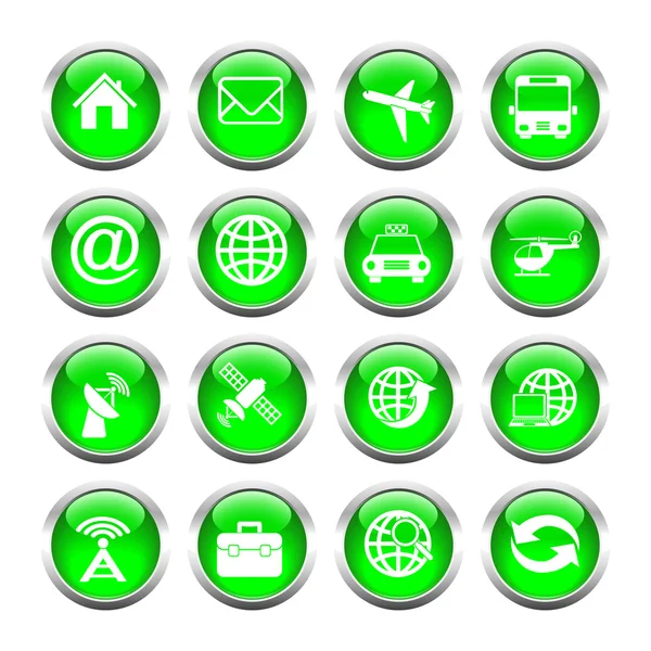 Ensemble de boutons pour le web, globe, courrier, transport, maison . — Image vectorielle