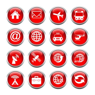 Web, Küre, posta, ulaşım, ev düğme kümesi.