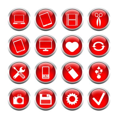 Web, tablet, smartphone için düğme kümesi. Araçlar, kamera, Usb f