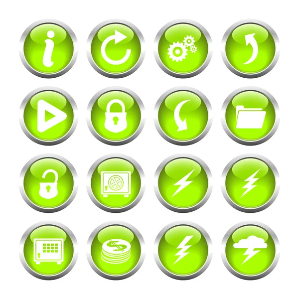 Set of buttons for web, open lock, safe, information, arrow, lig — Stock Vector