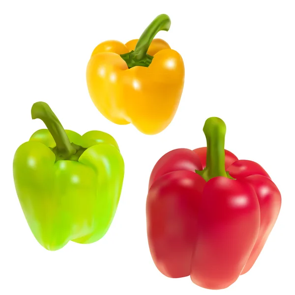 Set of three sweet pepper. — Stock Vector