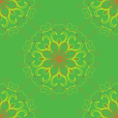 Yuvarlak sorunsuz çiçek süsleme desen. Arka plan duvar kağıdı veya fayans.