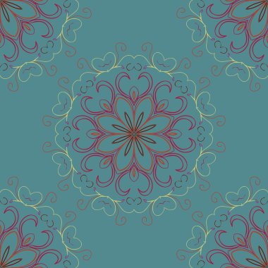 Yuvarlak sorunsuz çiçek süsleme desen. Arka plan duvar kağıdı veya fayans.