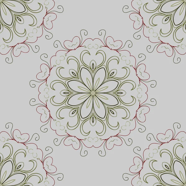 Patrón de ornamento floral sin costuras redondas. Fondo para papel pintado o baldosas . — Vector de stock