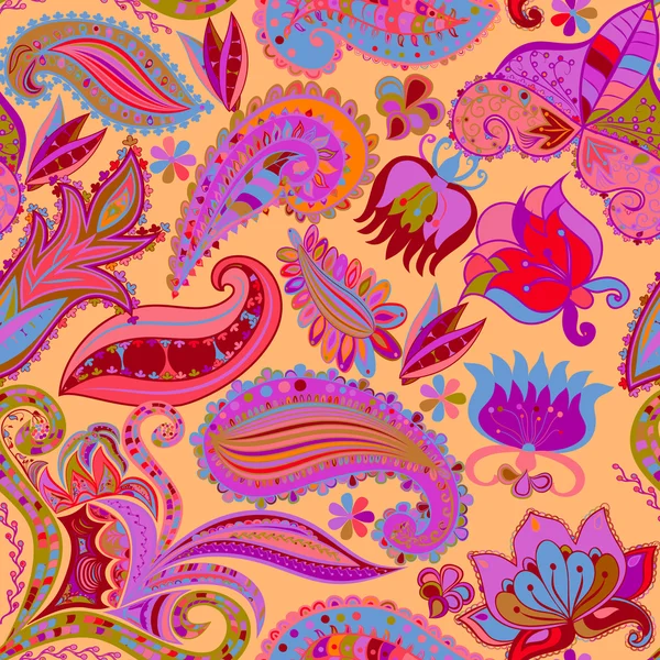 Vintage floral motief etnische naadloze achtergrond. — Stockvector