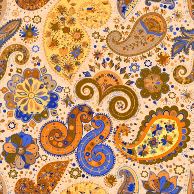 Vintage çiçek motifi etnik sorunsuz arka plan.