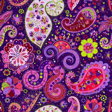 Vintage çiçek motifi etnik sorunsuz arka plan.