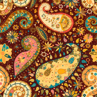 Vintage çiçek motifi etnik sorunsuz arka plan.