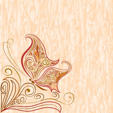 antika arka plan ile kelebek.