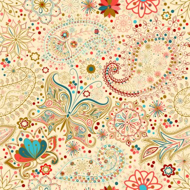 Vintage çiçek motifi etnik sorunsuz arka plan.