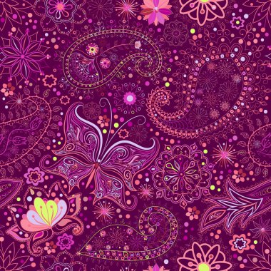 Vintage çiçek motifi etnik sorunsuz arka plan.