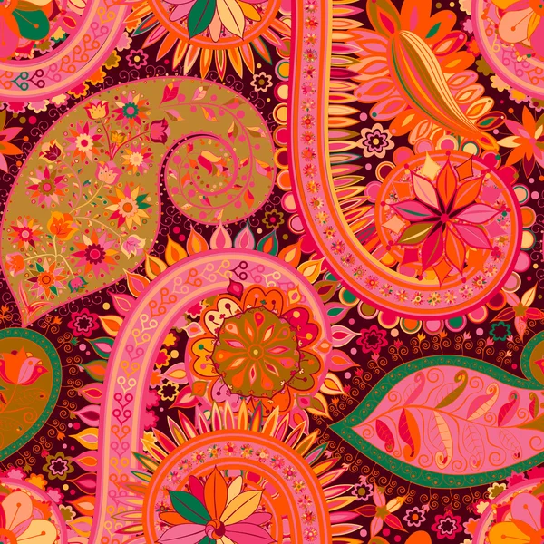 Vintage floral motief etnische naadloze achtergrond. — Stockvector