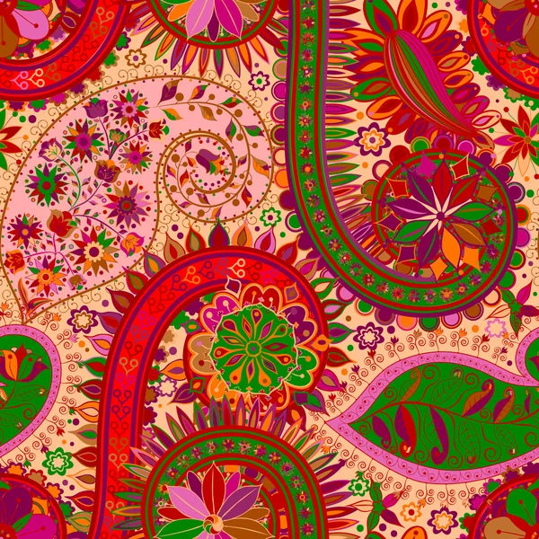 Vintage floral motief etnische naadloze achtergrond. — Stockvector