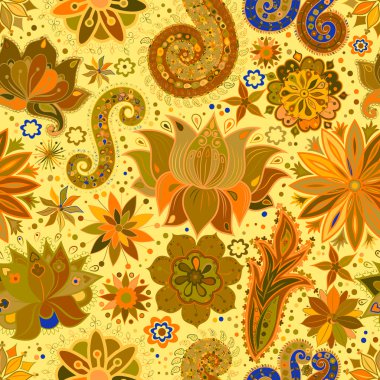 Vintage çiçek motifi etnik sorunsuz arka plan.