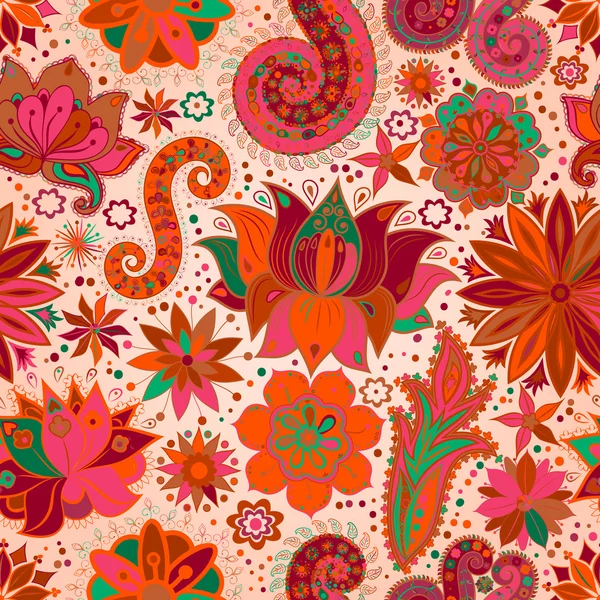 Vintage floral motief etnische naadloze achtergrond. — Stockvector