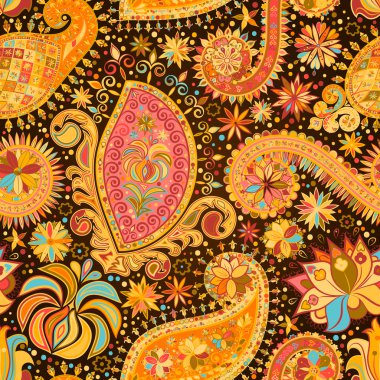 Vintage çiçek motifi etnik sorunsuz arka plan.